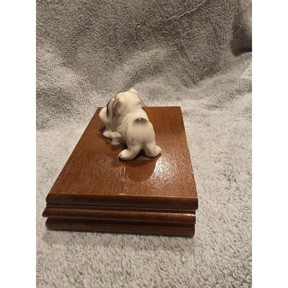 Vintage Bulldog Dog Playing Cards Grumpy Box For‎ Cards Or Trinkets Keepsakes